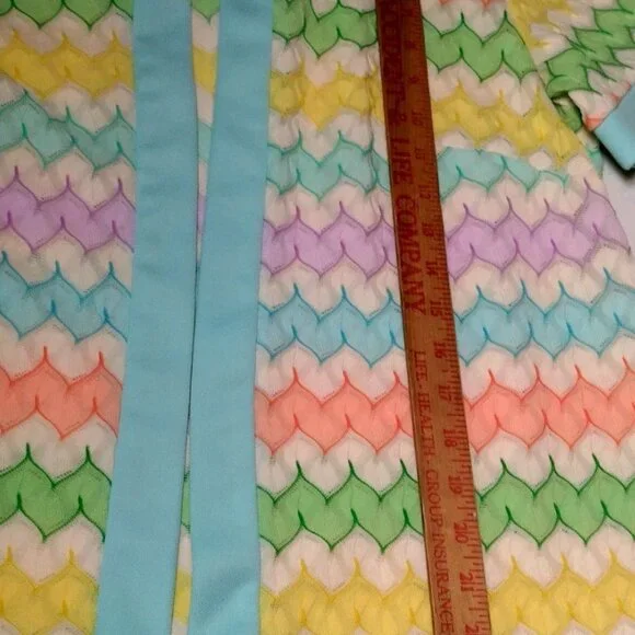 Vintage Sears Shirt Size 20 Open Front Zig Zag Pastel Semi Sheer Grannycore Top - Picture 5 of 16